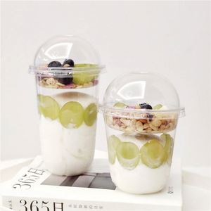 Disposable PET U Shaped Clear <b>Plastic</b> Parfait <b>Cups</b> with Insert & Dome Lids(NO HOLE) Lid for Yogurt Dessert - Product Image 2
