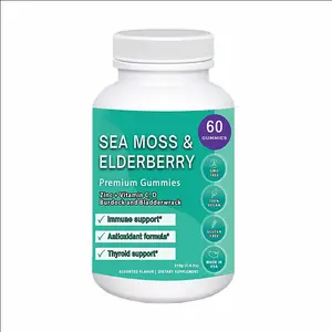 OEM Private Label Sea Moss Elderberry Gummies Vegan Weight Loss Zinc Vitamin C Burdock Antioxidant Formula
