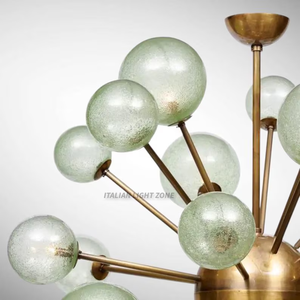 Lustre Sputnik en verre et laiton de style mid-century des années 1950, luminaire de plafond rétro pour salle à manger, salon, décoration intérieure - Product Image 5