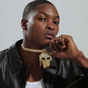 Collar de cadena cubana de Hip Hop con colgante de calavera con auriculares, de circonita extragrande, con incrustaciones de diamantes completas, estilo Hip Hop, y colgante grande de perlas con incrustaciones de diamantes completas. - Product Image 3