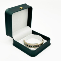 PU-Leder Goldschnalle Flaschengrün Einfache Ringbox Ohrringboxen und Verpackung mit Anpassbarem Logo Elegante Hochzeitsgeschenke
