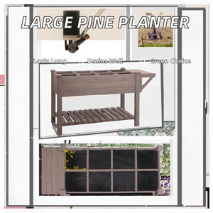 Grand bac à plantes surélevé en bois de pin rustique avec trous de drainage - Écologique pour fleurs, herbes et légumes - Product Image 2