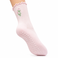Chaussettes de yoga côtelées imprimées respirantes et chaudes de haute qualité pour femmes avec logo personnalisé, accessoires de sport antidérapants