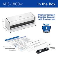Scanner de documents portable B-rother 1800W avec technologie CIS, interface USB, numérisation recto-verso, format A4, résolution 600 dpi