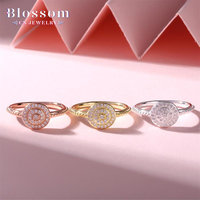 Bague Halo en Argent Sterling 925 Plaqué Or 18K avec Micro-Pavé CZ Empilable pour Femme, Bijou de Mariage Fin et Élégant Blossom CS