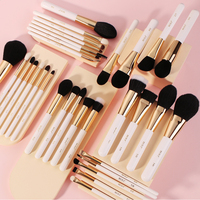 Baili — ensemble de pinceaux de maquillage, de luxe, en poil de chèvre et poney, blanc, perles, fond de teint professionnel, 32 pièces