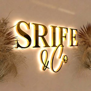 工場卸売 カスタム ビジネス用 3D バックライト ロゴ チャネル 木製 アクリル LED 文字サイン 美容サロン向け - Product Image 1