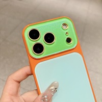 Coque de téléphone antichoc Ins Color Contrast Dopamine pour iPhone 17 16 Pro Max avec grande fenêtre et protection de l'objectif de l'appareil photo en verre