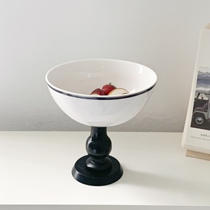 Bol haut en bois rétro français à bords noirs, bol à fruits, élément d'affichage de haut niveau d'apparence, aromathérapie En stock ins - Product Image 6