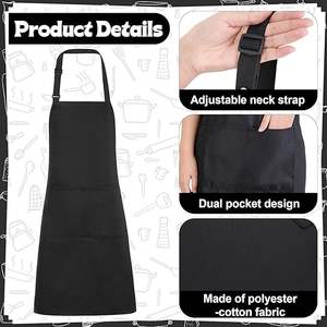 Celemek Dapur Unisex dengan Logo Kustom yang Dapat Disesuaikan, Celemek Masak dengan <span class=keywords><strong>2</strong></span> Kantong, Celemek Koki untuk Wanita Pria, Kerajinan, BBQ, Menggambar - Product Image 5