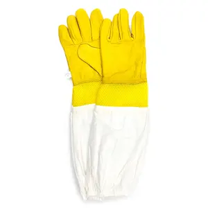 GL3028A giallo Anti pelle di montone a prova di puntura in cotone maglia di poliestere maniche lunghe apicoltura apicoltura guanti di protezione