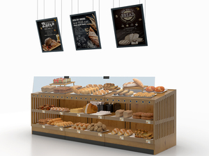 Modern Wooden Bakery Display Counter Luxury Bread Shop <b>Shelving</b> <b>Unit</b> with Glass Guards for Pastry and Cake - Product Image 4