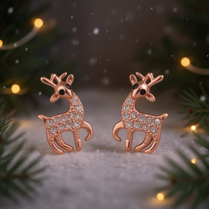 Pendientes de Oro Rosa E4311 con Forma de Animal, Cristal y Diamantes de Imitación, Lindos para Uso Diario de Mujeres - Product Image 2