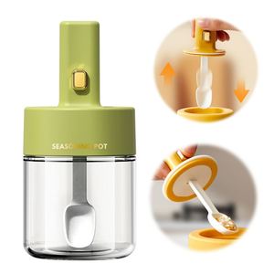 BBQ 2 in 1 Retractable Spoon Salt Glass Jars <b>Kitchen</b> <b>Gadgets</b> <b>Tools</b> Bottle Air Tight Condiments Seasoning Spice Jar With Spoon - Product Image 1