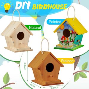 כלוב ציפור עץ כלוב עץ ציפורים DY ערכת כפרי handcraft בית ציפור עץ בית מלאכה להגדיר מתנות xmas הבית - Product Image 2