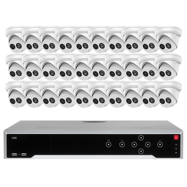 Hik 4K Security Camera 32 Channel 1.5U 16PoE 16TB NVR Indoor Outdoor PoE Camera System with Night Vision Cloud & SD Card Support