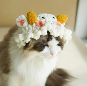 Gorro de Ganchillo para Mascotas, Hecho a Mano, Ajustable, para Gatos y Perros Pequeños, Accesorio de Disfraz Festivo, Patrón Personalizable - Product Image 5