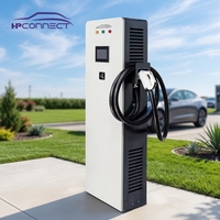 Estación de Carga para Vehículos Eléctricos de Corriente Continua de 60KW, 120KW, 320KW con Pantalla Publicitaria de 32 Pulgadas, Doble Conector CCS1 CCS2 CHADEMO GBT, OCPP 1.6J, 4G, RFID, IP54