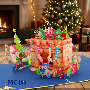Tarjeta Pop-up 3D Hecha a Mano, Diseño Personalizado, Estilo Chimenea, Sobre Navideño, Regalos de Hanoi, Estilo Romántico, Superventas - Product Image 1