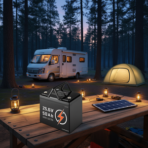 Batterie au lithium LiFePO4 MaxxPower 25,6V 50Ah pour système solaire de camping-car, cycle profond rechargeable - Product Image 2