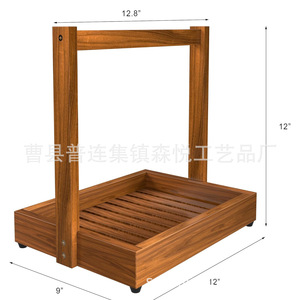 Estante de ducha de madera rectangular de esquina independiente con asas, almacenamiento duradero para artículos esenciales del baño - Product Image 2