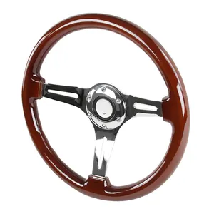 340 Mét Chrome 3-Spoke 1.75 "Sâu Món Ăn Cổ Điển Bằng Gỗ Chỉ Đạo Wheel 13.5'' Chỉ Đạo Wheel