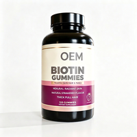 Gummies à la biotine OEM pour une peau, des cheveux et des ongles sains, saveur fraise naturelle, 120 gummies, complément alimentaire