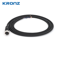 Connecteur circulaire industriel KRONZ M12 à 3 broches femelle, droit, surmoulé, blindé, câble PVC 10M, étanche IP67, pour capteur