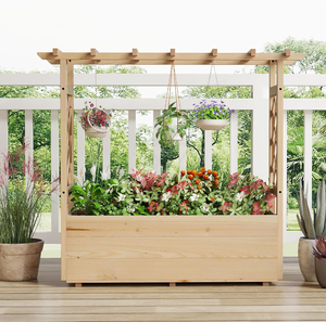 Panneau de <span class=keywords><strong>treillis</strong></span> <span class=keywords><strong>en</strong></span> <span class=keywords><strong>bois</strong></span> avec grille pour plantes grimpantes, jardinière de patio, bac à fleurs pour patio et jardin, plantes et végétaux grimpants - Product Image 2