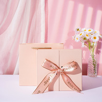 Boîte à bijoux Double porte pour la saint-valentin, coffret en carton, haut de gamme, ouvert, avec ruban, 50 unités