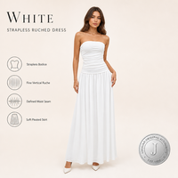 Robe longue fluide blanche sans bretelles avec corsage froncé pour femme JINYUAN, idéale pour les mariages d'été et les soirées – Vente en gros, OEM, ODM, directement de l'usine
