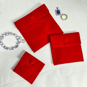 Pochette personnalisée en velours avec bouton-pression pour bijoux et boucles d'oreilles, 8,5x10cm, pochette à rabat avec bouton, petit sac personnalisé avec logo pour fête - Product Image 3