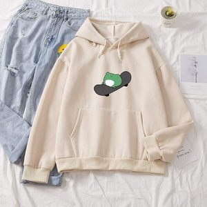 Sweat à capuche pour femme en coton à manches longues, motif grenouille skater mignon, couleur abricot L, décontracté pour l'automne - Product Image 4