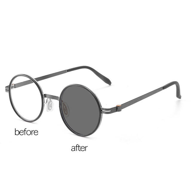 Retro Round Metal Frame Photchromic Glasses Optical Eyewear Women and Men Block Blue Light Anti -UV Sunglasses