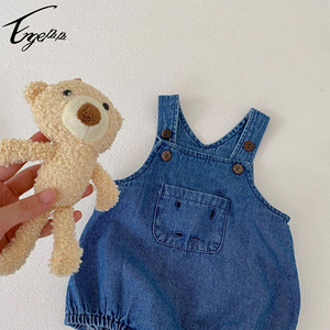 1 logo otoño nuevo bebé niño y niña bebé <span class=keywords><strong>vaquero</strong></span> Correa mameluco con oso muñeca desmontable - Product Image 5