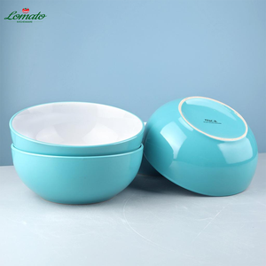 <span class=keywords><strong>Bol</strong></span> en céramique <span class=keywords><strong>bleu</strong></span> coloré de 7 pouces de Chine – Meilleur prix – Grands et petits bols à dessert pour fruits, pâtes, salades – Fabriqués à la main par les fabricants - Product Image 3