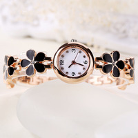 Emas Jam Tangan Fashion Wanita Bunga Jam Tangan Gelang Berlian Imitasi Wanita Watch