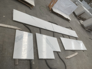 Plans de travail en quartz, style moderne, pierre artificielle, base blanche, motif gris, avec service après-vente - Product Image 5