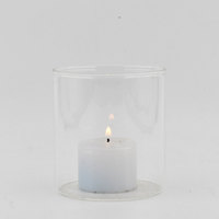 Disesuaikan Buatan Tangan Matte Krim Warna Bening Kaca Borosilikat Toples Lilin Penutup Tempat Lilin Kaca Toples Lilin