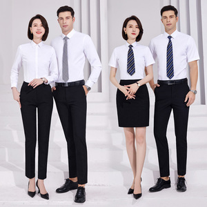 Logo personnalisé 40% coton 60% polyester chemise d'affaires à manches courtes vêtements de travail vêtements de cérémonie unisexe <span class=keywords><strong>professionnel</strong></span> chemise bleue - Product Image 2