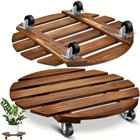 Support de plante roulant robuste avec roues de caddie de plantes en bois grands pots de fleurs intérieurs/extérieurs et jardinières roulettes verrouillables en métal