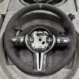 Volante in Stile CS Interamente in Alcantara con Finiture in Carbonio per <span class=keywords><strong>BMW</strong></span> F10 F20 F22 F30 F31 M2 F87 M3 F80 M4 F82 F85 F90 X5 F15 E70 E90 - Product Image 3