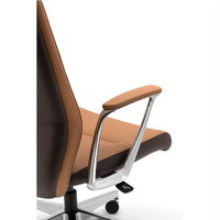 Chaise de bureau exécutive ergonomique pivotante en cuir véritable marron contemporaine, réglable en hauteur, avec accoudoirs en aluminium, garantie 5 ans - Offre Spéciale