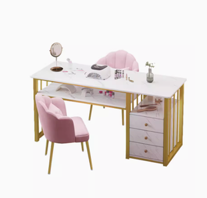 Modern Metal Light Luxury White Manicure <b>Table</b> 80cm Rectangle Special Price Density Board Double QUMENG Brand - Product Image 6
