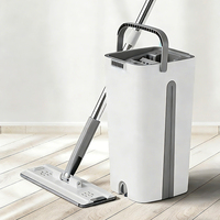 Nouvel Arrivage Seau de Nettoyage Plat Autonettoyant Rotatif à 360° pour Balai Serpillère Humide/Sec, avec Manche en Acier Inoxydable et Microfibre, Fabrication Usine