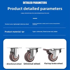 <span class=keywords><strong>1</strong></span> Inch Giratória Tatami Silencioso Móveis Rodízio Rodas <span class=keywords><strong>1</strong></span>,5 Polegada TPR Universal e 2 Polegada Direcional Rod Rodas - Product Image 4