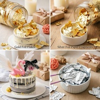 Vente en gros de paillettes d'or massif 24 carats, feuilles d'or, feuilles d'argent, feuilles d'or rose, conditionnées en flacons de 2g, pour la décoration de gâteaux et alimentaire