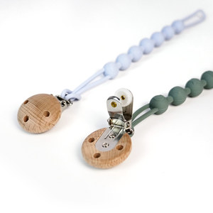 Chaîne de sucette en silicone 220 mm sans BPA avec clip en bois pour bébé de 0 à 12 mois - Product Image 3