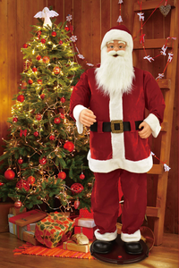 Statua Animata di Babbo Natale a Grandezza Naturale in Tessuto, Decorazione Natalizia con Colore Personalizzabile e Uso Esterno - Product Image 2