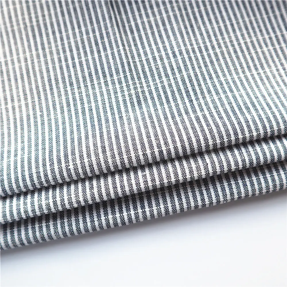 2023 new slub yarn dyed woven 100% cotton stripes fabric for t-shirt